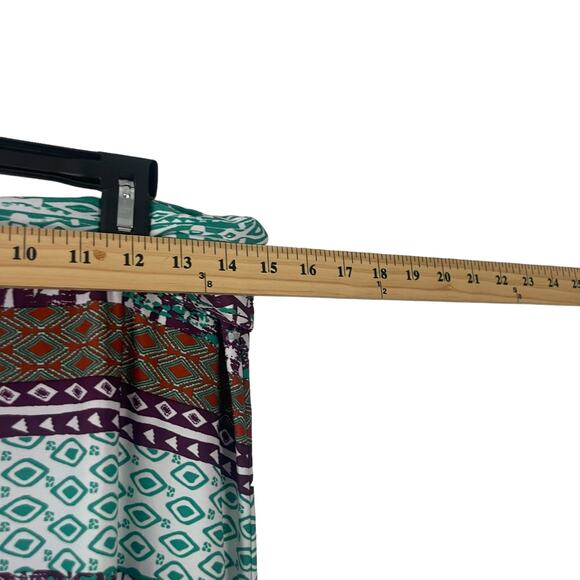 Cato Women's Size Medium Green Purple Tribal Printed Maxi Skirt - Picture 6 of 7